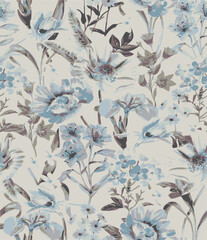botanical floral, vector, seamless pattern , herbs and leaves ,big set, background with flowers