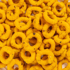 Traditional Indian Namkeen texture close-up macro picture