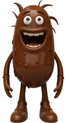 3D Rendering of a Cheerful Chocolate Bean Cartoon Character png, isolated on trasparent background