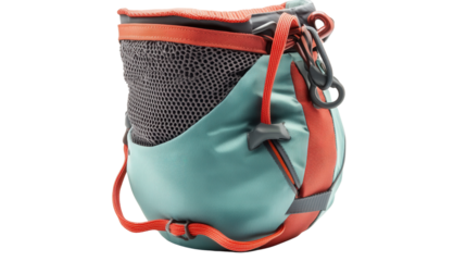 Innovative rock climbing chalk bag with cooling system, Transparent background, PNG file