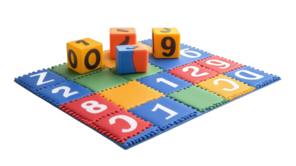 Interactive math mat for learning numbers, Transparent background, PNG file