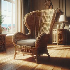 Wicker Armchair A wicker chair with armrests