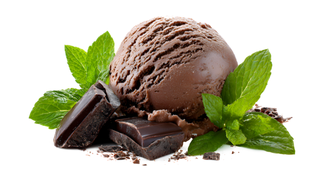 dark chocolate ice cream mint leaves chunks
