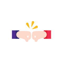 First Bump flat icon with white background vector stock illustration