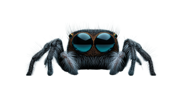 Jumping spider with large eyes Transparent background, PNG file