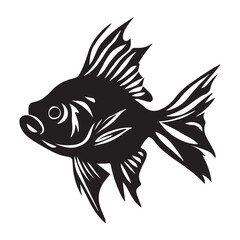 Obraz premium goldfish silhouette black and white illustration