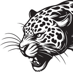 Black and White Jaguar Vector Illustration – Minimalist Wild Cat Silhouette Art