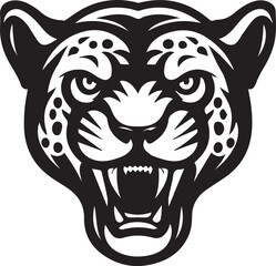 Black and White Jaguar Vector Illustration – Minimalist Wild Cat Silhouette Art