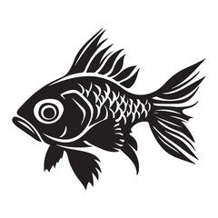 Fototapeta premium goldfish silhouette black and white illustration