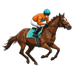 Jockey on a Galloping Racehorse Vector Illustration