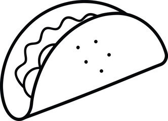 taco icon line art vector illustration on transparent background
