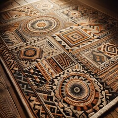 Obraz premium Woven Rug with Bold Patterns and Texture A woven rug with bold c