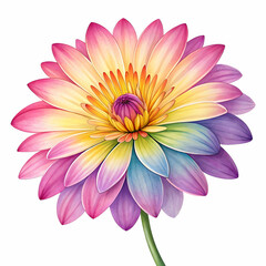Fototapeta premium Une fleur colorée élégante illustrée sur un fond transparent parfaite pour design floral décoratif 
