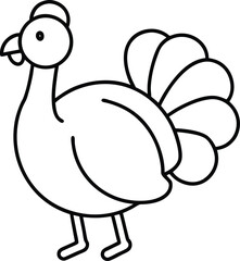 Fototapeta premium turkey icon line art vector illustration on transparent background