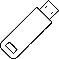 usb flash drive icon line art vector illustration on transparent background