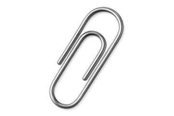 Shiny metallic paperclip isolated on a transparent background, ready for use in graphic design or presentations