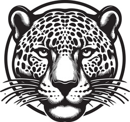 Black and White Jaguar Vector Illustration – Minimalist Wild Cat Silhouette Art