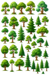  Set of Cartoon Trees – Forest and Nature Elements Collection
