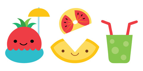 Cheerful cartoon summer icons a collection of bright and fun summertime illustrations