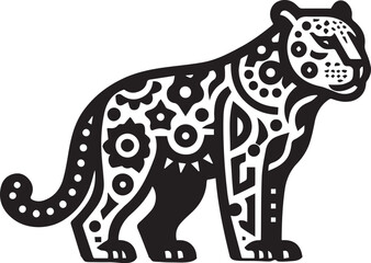 Black and White Jaguar Vector Illustration – Minimalist Wild Cat Silhouette Art