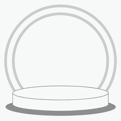 Minimalist Product Display Podium with Circular Backdrop in Light Gray Ideal for Showcasing Items in a Clean and Modern Presentation Style