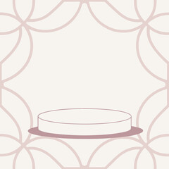 Elegant Product Display Podium with Floral Frame in Soft Pastel Tones Ideal for Cosmetics Jewelry and Minimalist Product Presentations Mockups and Graphic Design
