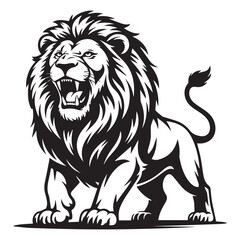 Fototapeta premium Roaring Lion Silhouette – Wild Animal Mascot Vector