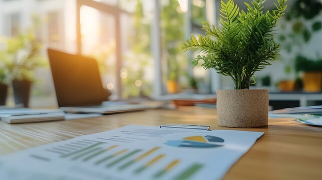 Sustainable business certification documents on a desk