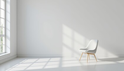 Minimalist d rendering of a modern chair in a bright room with natural light ideal for interior design