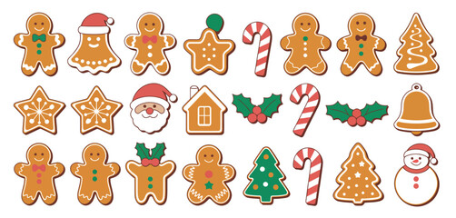 Cute christmas gingerbread cookies collection