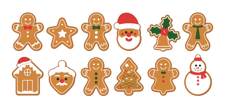Christmas gingerbread cookies collection illustration - Powered by Adobe