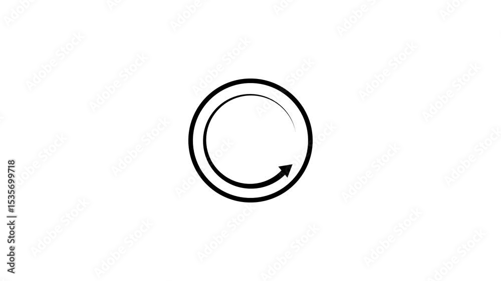 Poster refresh or retry icon with loading loop animation. circular arrow indicates repeat action, digital p