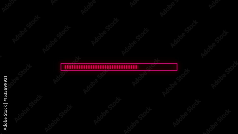 Poster animated neon progress bar on black background representing loading and completion. progress bar sho