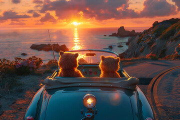 Two foxes at the beach