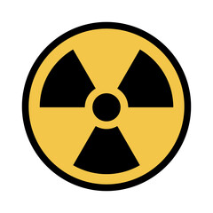 Nuclear hazard symbol with black and yellow colors
