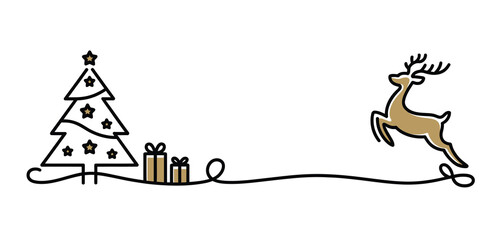 Christmas line art design with reindeer and tree ©  Creative Stock Bd