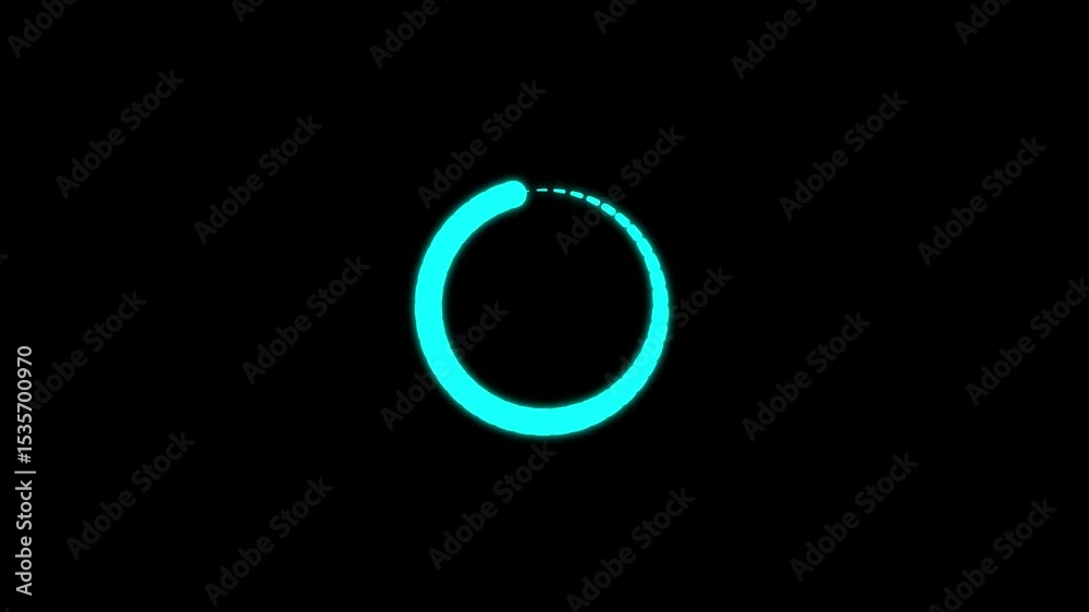Poster blue loading circle on black background indicating progress or processing. retry and try again conce