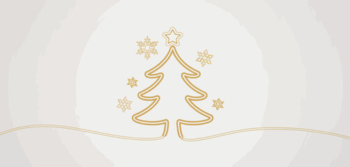 Elegant gold line art christmas tree design