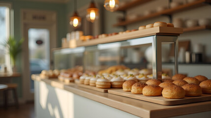 Bakery Counter with Assorted Pastries
