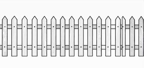 Simple wooden picket fence seamless border