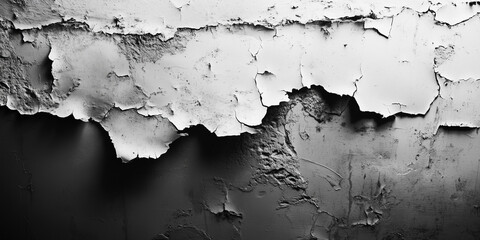 Obraz premium Close-Up of Peeling Paint on a Weathered Wall in Black and White