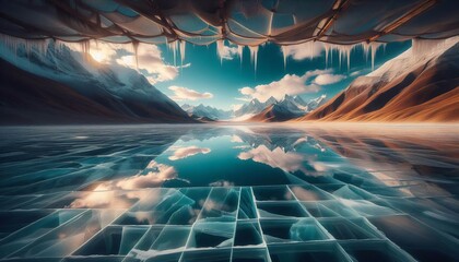 Highland Mirror Lake Ice Frame Tibet