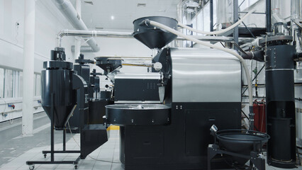 Coffee roasting machine processing aromatic coffee
