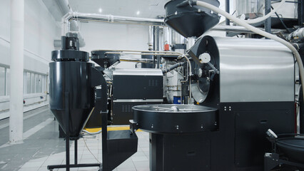 Coffee roasting machine processing aromatic coffee