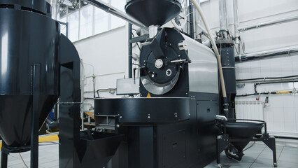 Coffee roasting machine processing aromatic coffee