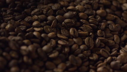 Roasted coffee beans forming a textured background