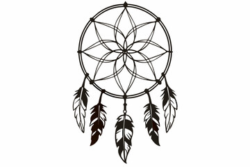 vector illustration of an dreamcatcher feather
