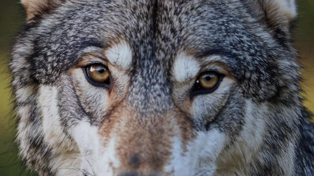 Close-up of wolf with intense golden eyes