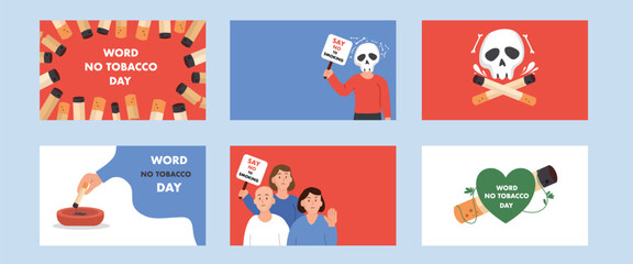 Fototapeta premium No Smoking Protest Message Graphic Bundle Set