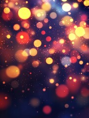 Fototapeta premium Colorful glowing bokeh background with festive lights